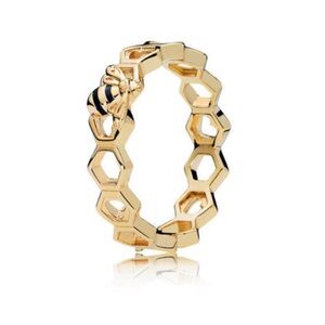 Pandora shine honeycomb bee ring